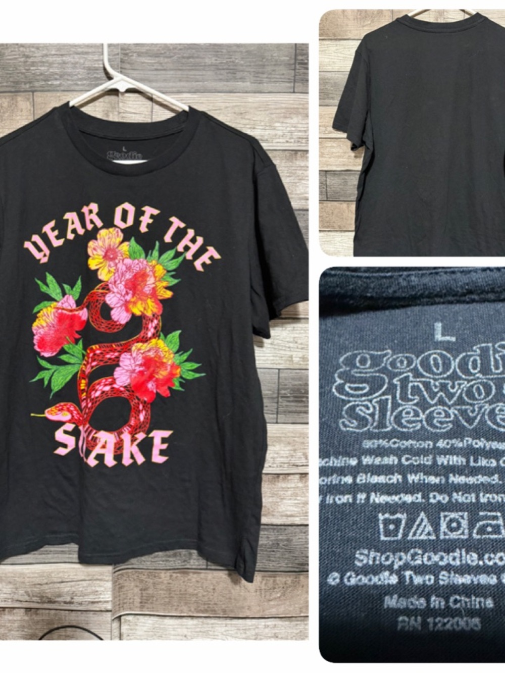 Goodie Two Sleeves Year Of The Snake Graphic T Shirt Size L Black
